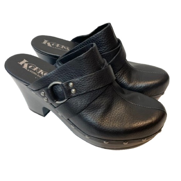 Kork Ease Korks Felisa Black Leather Studded Platform Mules Size 9M - Picture 1 of 10